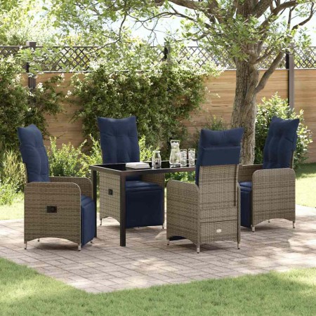 Conjunto de Comedor de Jardín 5 pcs Gris ratán sintético