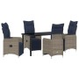 Conjunto de Comedor de Jardín 5 pcs Gris ratán sintético