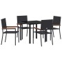Conjunto de Comedor de Jardín 5 pcs Negro Poliratán