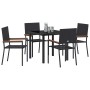 Conjunto de Comedor de Jardín 5 pcs Negro Poliratán