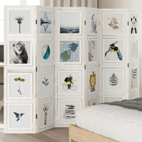 Biombo separador de 6 paneles madera maciza Paulownia blanco