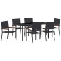 Conjunto de Comedor de Jardín 7 pcs Negro Poliratán
