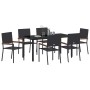 Conjunto de Comedor de Jardín 7 pcs Negro Poliratán