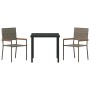 Conjunto de Comedor de Jardín 3 pcs Gris Poliratán