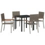 Conjunto de Comedor de Jardín 5 pcs Gris Poliratán