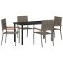 Conjunto de Comedor de Jardín 5 pcs Gris Poliratán
