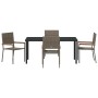 Conjunto de Comedor de Jardín 5 pcs Gris Poliratán