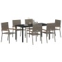 Conjunto de Comedor de Jardín 7 pcs Gris Poliratán