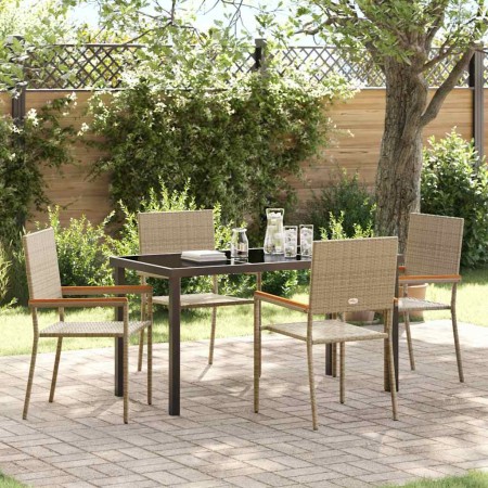 Conjunto de Comedor de Jardín 5 pcs Beige Poliratán
