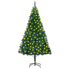 Árbol de Navidad artificial con LED y ramas gruesas verde 210cm