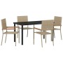 Conjunto de Comedor de Jardín 5 pcs Beige Poliratán