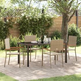 Conjunto de Comedor de Jardín 5 pcs Beige Poliratán