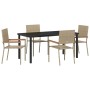 Conjunto de Comedor de Jardín 5 pcs Beige Poliratán