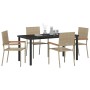 Conjunto de Comedor de Jardín 5 pcs Beige Poliratán