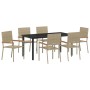 Conjunto de Comedor de Jardín 7 pcs Beige Poliratán