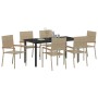 Conjunto de Comedor de Jardín 7 pcs Beige Poliratán