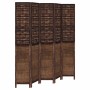 Biombo separador de 5 paneles madera paulownia marrón oscuro