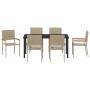 Conjunto de Comedor de Jardín 7 pcs Beige Poliratán