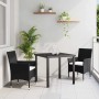 Conjunto de Comedor de Jardín con cojín 3 pcs Negro Poliratán