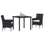 Conjunto de Comedor de Jardín con cojín 3 pcs Negro Poliratán