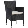 Conjunto de Comedor de Jardín con cojín 3 pcs Negro Poliratán