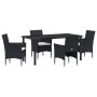 Conjunto de Comedor de Jardín con cojín 5 pcs Negro Poliratán