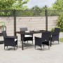 Conjunto de Comedor de Jardín con cojín 5 pcs Negro Poliratán