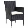 Conjunto de Comedor de Jardín con cojín 5 pcs Negro Poliratán