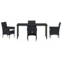 Conjunto de Comedor de Jardín con cojín 5 pcs Negro Poliratán