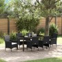 Conjunto de Comedor de Jardín con cojín 7 pcs Negro Poliratán
