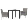 Conjunto de Comedor de Jardín con cojín 3 pcs Gris Poliratán