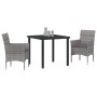 Conjunto de Comedor de Jardín con cojín 3 pcs Gris Poliratán