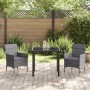 Conjunto de Comedor de Jardín con cojín 3 pcs Gris Poliratán