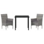 Conjunto de Comedor de Jardín con cojín 3 pcs Gris Poliratán