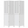 Biombo separador de 4 paneles madera maciza Paulownia blanco