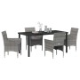 Conjunto de Comedor de Jardín con cojín 5 pcs Gris Poliratán
