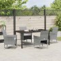 Conjunto de Comedor de Jardín con cojín 5 pcs Gris Poliratán