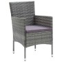 Conjunto de Comedor de Jardín con cojín 5 pcs Gris Poliratán