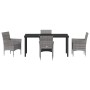 Conjunto de Comedor de Jardín con cojín 5 pcs Gris Poliratán