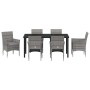Conjunto de Comedor de Jardín con cojín 7 pcs Gris Poliratán