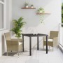 Conjunto de Comedor de Jardín con cojín 3 pcs Beige Poliratán
