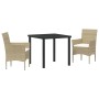 Conjunto de Comedor de Jardín con cojín 3 pcs Beige Poliratán