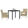 Conjunto de Comedor de Jardín con cojín 3 pcs Beige Poliratán