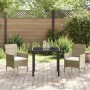 Conjunto de Comedor de Jardín con cojín 3 pcs Beige Poliratán