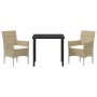 Conjunto de Comedor de Jardín con cojín 3 pcs Beige Poliratán