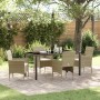Conjunto de Comedor de Jardín con cojín 5 pcs Beige Poliratán