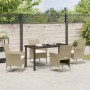 Conjunto de Comedor de Jardín con cojín 5 pcs Beige Poliratán