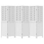Biombo separador de 6 paneles madera maciza Paulownia blanco