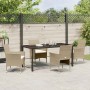 Conjunto de Comedor de Jardín con cojín 5 pcs Beige Poliratán