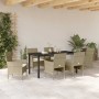 Conjunto de Comedor de Jardín con cojín 7 pcs Beige Poliratán
